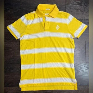 Abercrombie & Fitch Polo Shirt Mens Medium Muscle Yellow Striped Short Sleeve